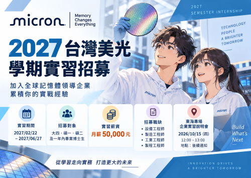 [系辦轉知]2027 台灣美光 學期實習招募